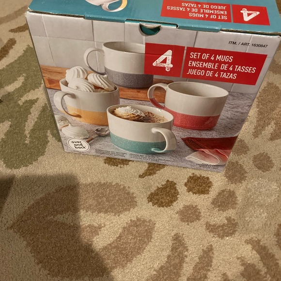 NIB Overandback Over and Back Set of 4 Large Stoneware Mugs 16.9 oz. Stackable - Picture 2 of 2